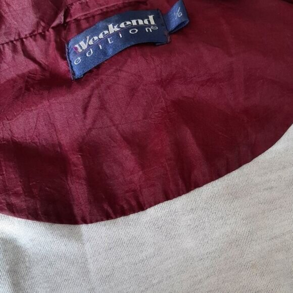 Vintage WEEKEND EDITION Windbreaker Jacket Patchwork Dolman Sleeve Sz L - Picture 12 of 14